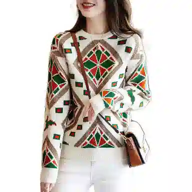 【dme】 圆领新款温暖风软糯长袖针织衫 女款 米白花色