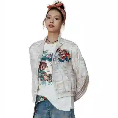 鬼洗 水金鱼满印印花夹克外套 女款