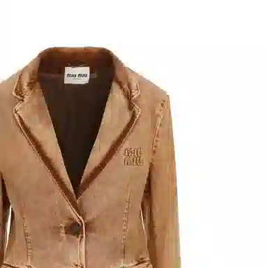 Miu Miu SS23 Washed Denim Jacket Cognac