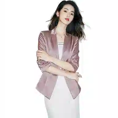 晚白 翻驳领通勤西装外套 女款 粉色