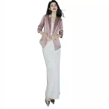 晚白 翻驳领通勤西装外套 女款 粉色