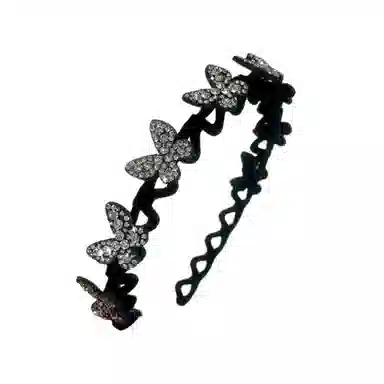 贯古今 蝴蝶波浪碎发植绒固定刘海碎发整理洗脸压发发卡头箍发饰 亚克力 发箍 女款