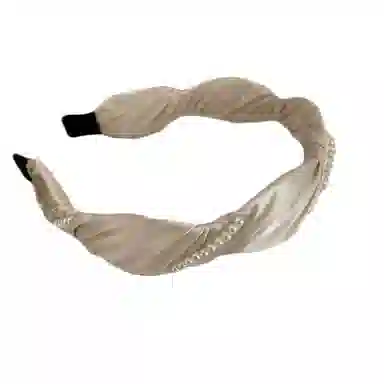 贯古今 珍珠缠绕手工女洗脸简约发卡简约头箍高级感洋气时尚防滑头饰 布艺 发箍 女款