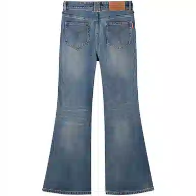 太平鸟 高腰复古微喇裤喇叭牛仔裤 女款