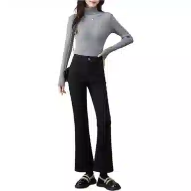 娅丽达 纯色高腰拉链简约舒适牛仔裤 女款