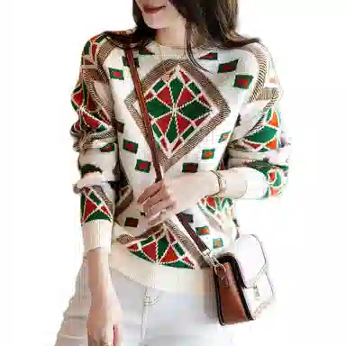 【dme】 圆领新款温暖风软糯长袖针织衫 女款 米白花色