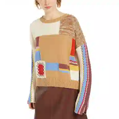 WEEKEND MaxMara Padana Patchwork Cotton Sweater