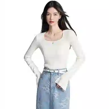 美洋 纯色圆领修身长袖针织衫 女款