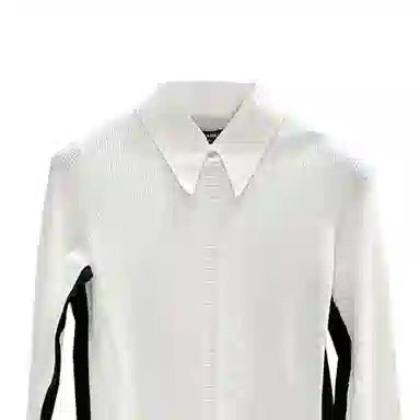 CHANEL Striped Logo Embossed Sweater