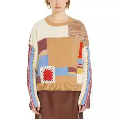 WEEKEND MaxMara Padana Patchwork Cotton Sweater