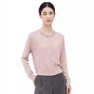 恒源祥 纯色圆领开衫长袖针织衫 女款