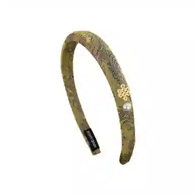 贯古今 古风中国结盘扣花朵提花刺绣海绵女生新中式精致气质窄版 布艺 发箍 女款