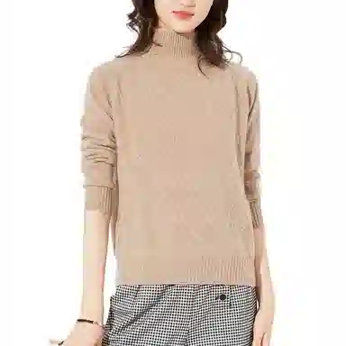 恒源祥 半高领纯色套头针织毛衣 女款