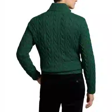Polo Ralph Lauren FW24 Cable Knit Mock Neck Sweater Pine