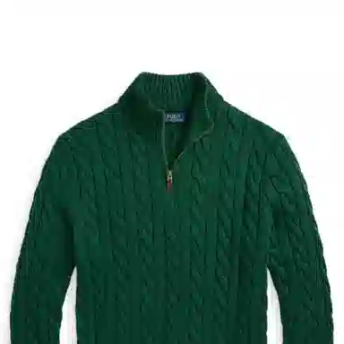 Polo Ralph Lauren FW24 Cable Knit Mock Neck Sweater Pine