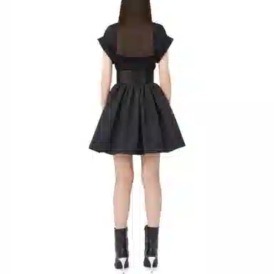 Alexander McQueen Hybrid Mini Dress In Black