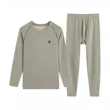 贴身领域 羊绒蚕丝青少年德绒男士秋衣秋裤打底线衣线裤内衣保暖套装 男款