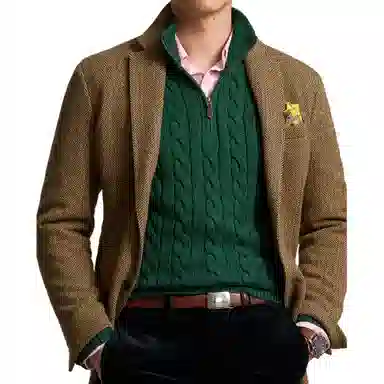 Polo Ralph Lauren FW24 Cable Knit Mock Neck Sweater Pine