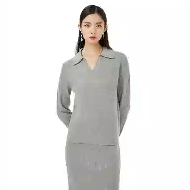 恒源祥 翻领纯色休闲长袖毛衣 女款