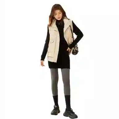 恒源祥 纯色中长款坑条毛衣 女款