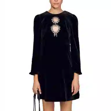 Sandro Elegant Long Sleeve Dress Black