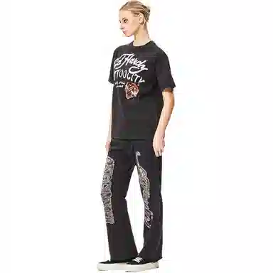 Ed Hardy SS24 Classic Logo Rhinestone Sweatpants Black