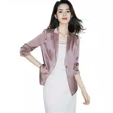 晚白 翻驳领通勤西装外套 女款 粉色