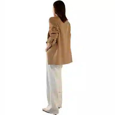 美洋 纯色双排扣宽松西装外套 女款