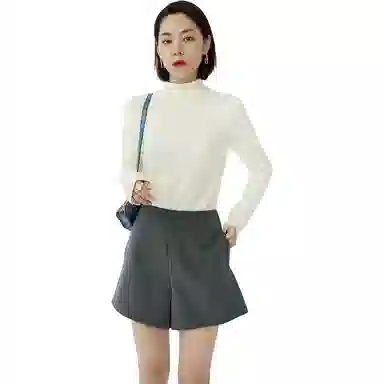 美洋 纯色高腰直筒短裤 女款