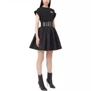 Alexander McQueen Hybrid Mini Dress In Black