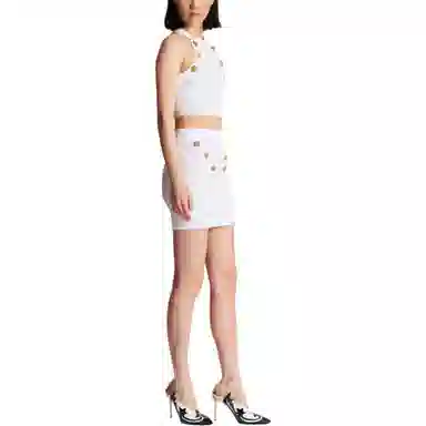 BALMAIN 6-Button Knit Skirt