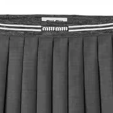 Miu Miu SS24 Logo Pleated Skirt Grey