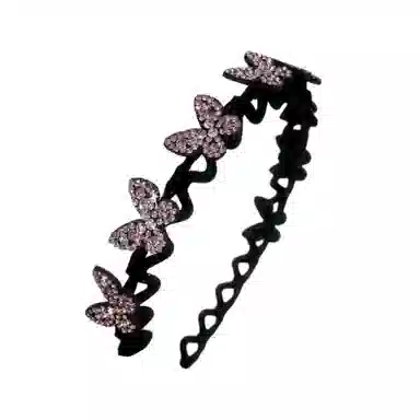 贯古今 蝴蝶波浪碎发植绒固定刘海碎发整理洗脸压发发卡头箍发饰 亚克力 发箍 女款