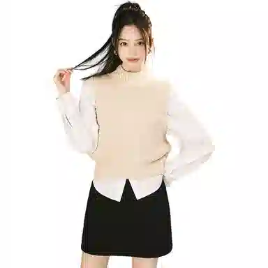 美洋 纯色立领短款马甲 女款 杏色