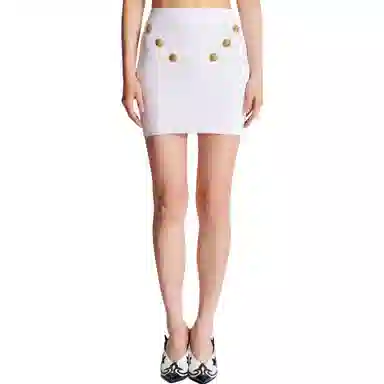 BALMAIN 6-Button Knit Skirt