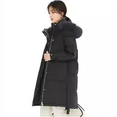 鸭鸭 中长款纯色宽松舒适羽绒服 女款