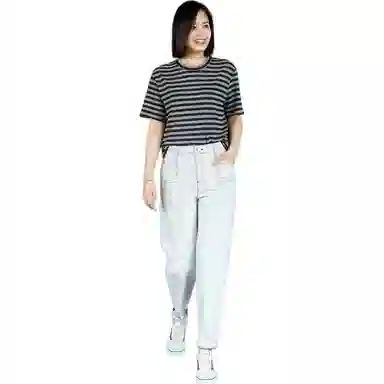 善己 水洗休闲哈伦牛仔裤 女款 月光灰