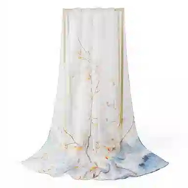 上海故事 春花秋月喷绘真丝长巾 桑蚕丝 丝巾 女款