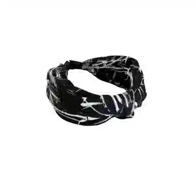 贯古今 新中式宽边水墨高级感碎花高颅顶头箍国风洗脸蝴蝶结发饰 布艺 发箍 女款