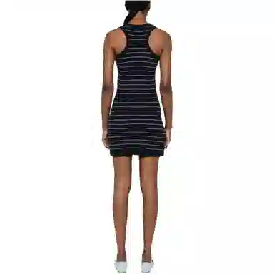 Miu Miu SS24 Striped Logo Dress Navy