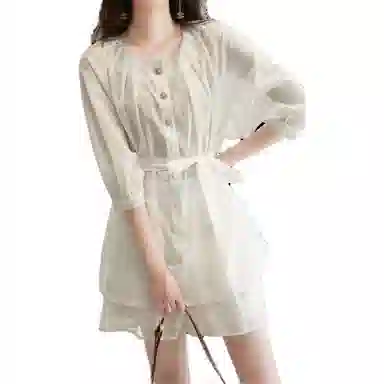 【dme】 圆领五分袖上衣纯色短裤休闲运动套装 女款