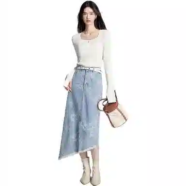 美洋 纯色圆领修身长袖针织衫 女款