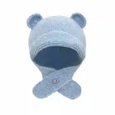 啄木鸟 甜美可爱小熊耳朵秋冬季大头围显脸小加厚保暖针织户骑车护耳帽 涤纶 绒线帽 女款