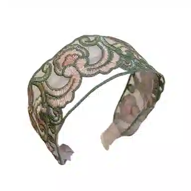 贯古今 新中式刺绣花朵高级感民族风碎花简约百搭宽边 布艺 发箍 女款