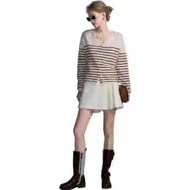 【dme】 条纹通勤简约休闲针织衫 女款 米白