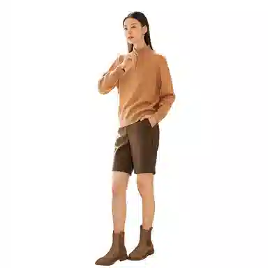 恒源祥 纯色立领宽松长袖毛衣 男女同款