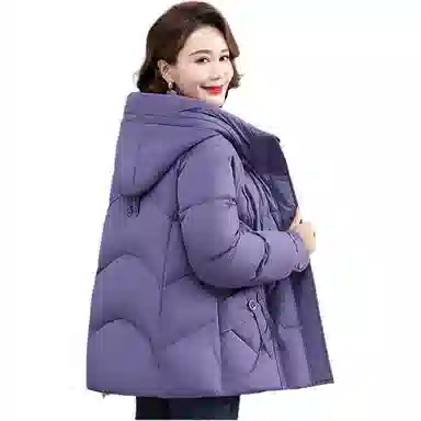 雅鹿 纯色中长款连帽舒适休闲长袖羽绒服 女款