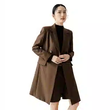 恒源祥 纯色双排扣中长款休闲西装 女款