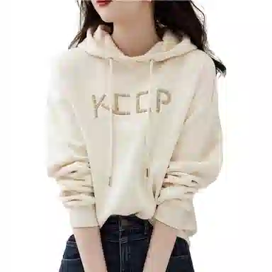 【dme】 字母印花连帽休闲长袖卫衣 女款 米白