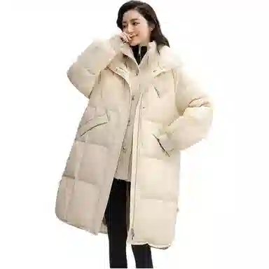 鸭鸭 纯色立领加厚休闲长袖羽绒服 女款